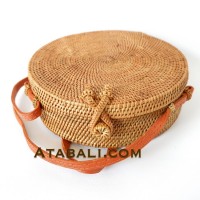 Ata round bag plain pattern with cross clip 